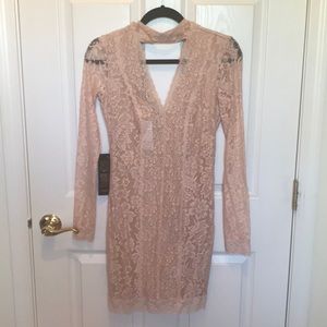 NWT BEBE Pale Pink Lace Dress